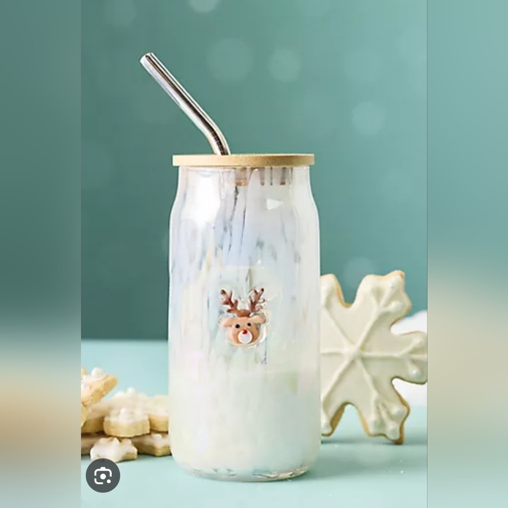 Anthropologie The Festive Confetti Icon Juice Glass Tumbler with Lid